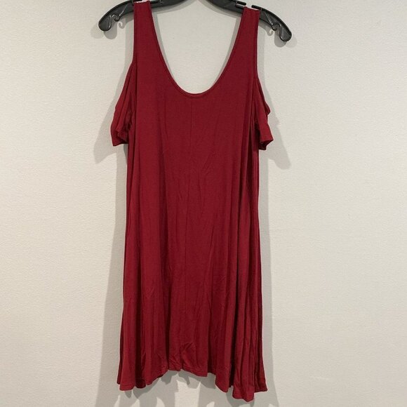 Soprano Midi Red Dress with Cold Shoulders - Size Small - Picture 2 of 4